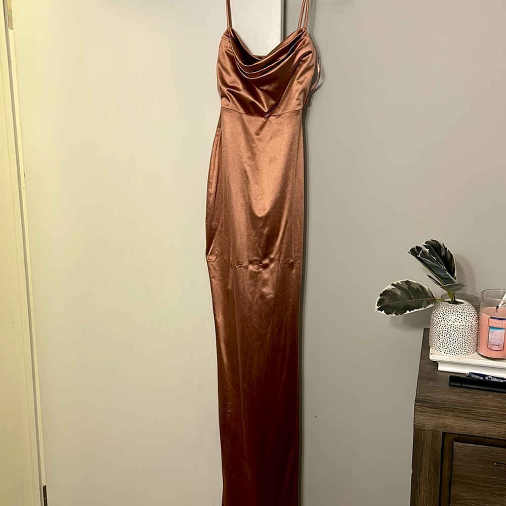 Windsor NWT dress with high slit and cowel neck